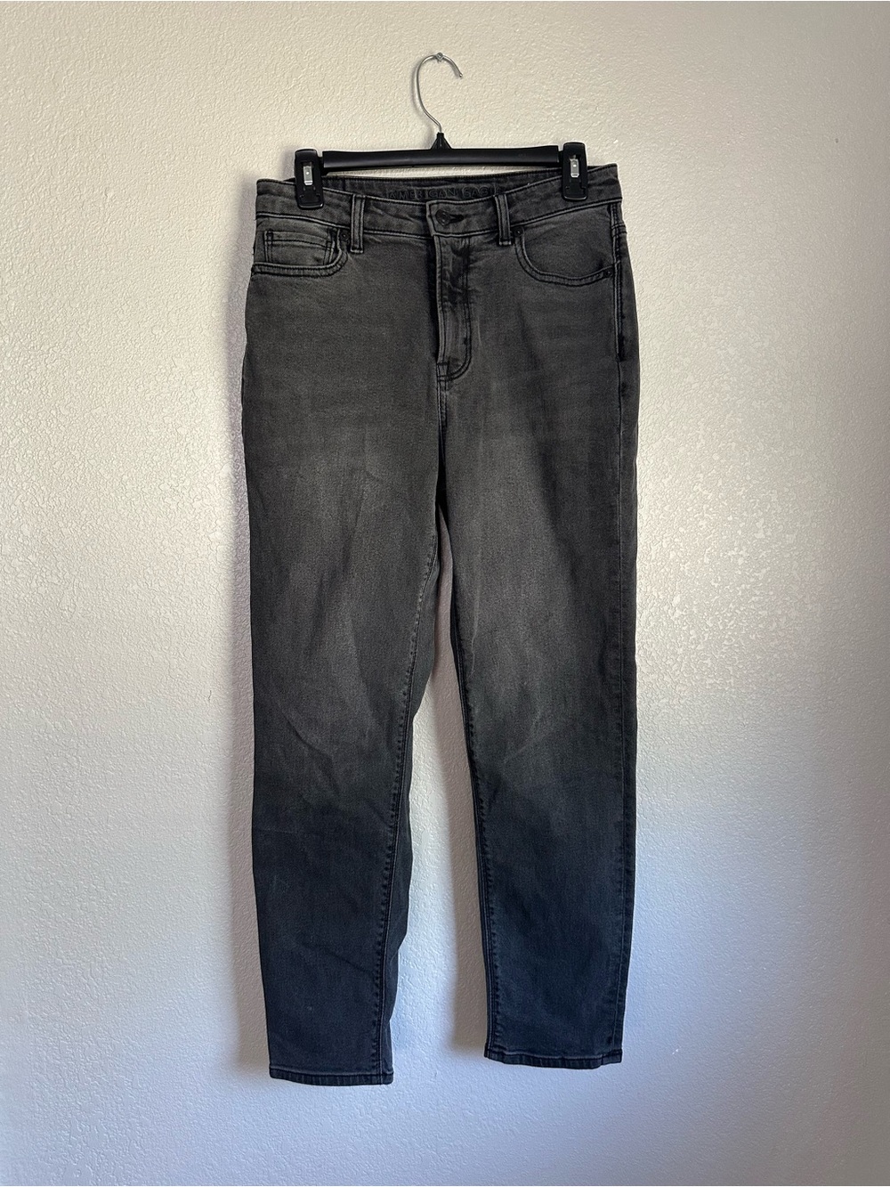 American Eagle Black Straight Leg Mom Denim Jeans